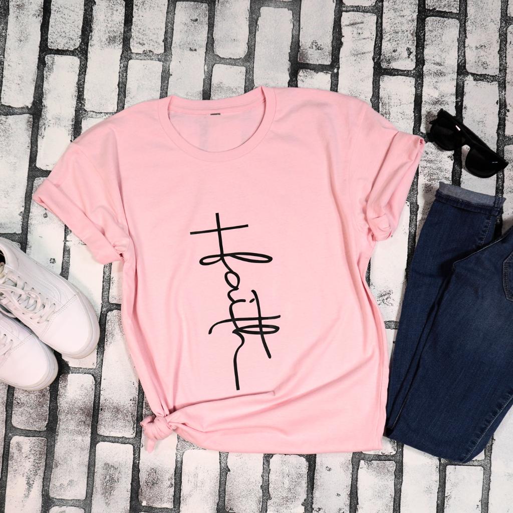Pink and Black Vertical Faith T-Shirt